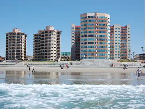 Beachfront towers in downtown Rosarito